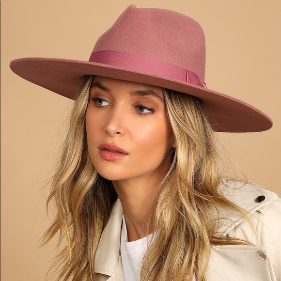 Lulu's Accessories - Wyeth Adrian Rose Wool Fedora Hat